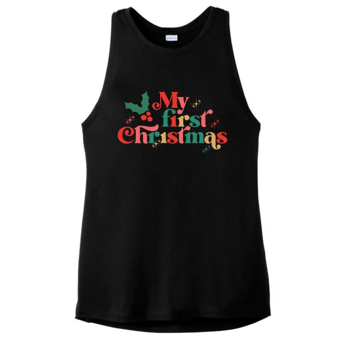 My First Christmas 1st Christmas Newborn Gift Ladies Tri-Blend Wicking Tank