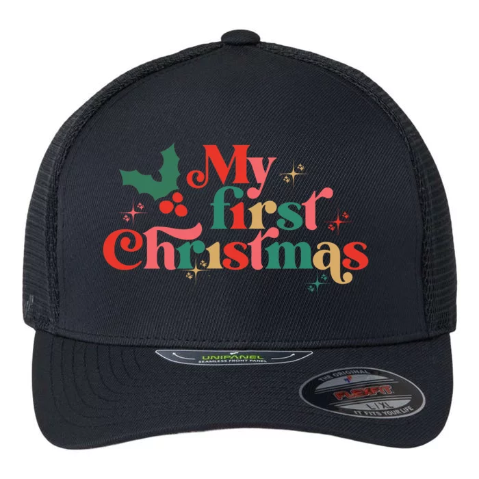 My First Christmas 1st Christmas Newborn Gift Flexfit Unipanel Trucker Cap