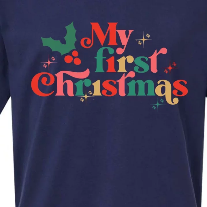 My First Christmas 1st Christmas Newborn Gift Sueded Cloud Jersey T-Shirt