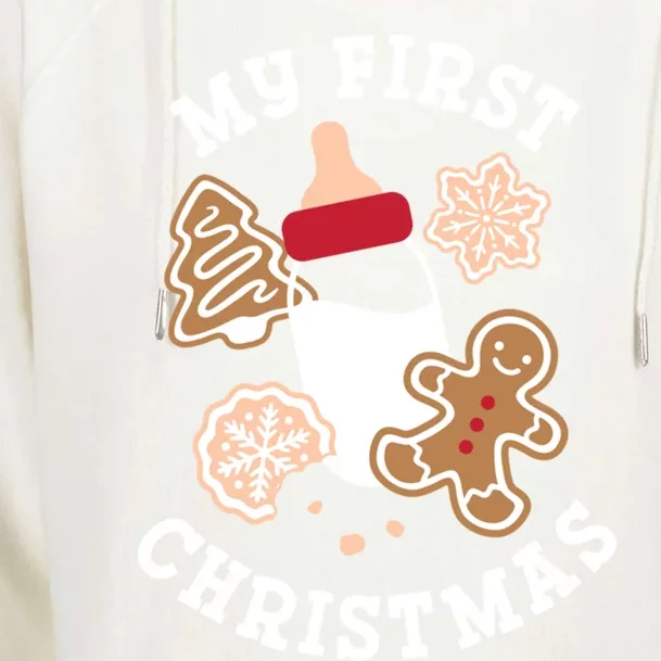 My First Christmas Cookies Gift Womens Funnel Neck Pullover Hood