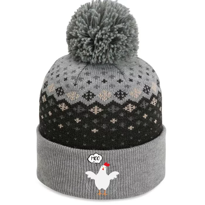 Moo Funny Cow Chicken The Baniff Cuffed Pom Beanie