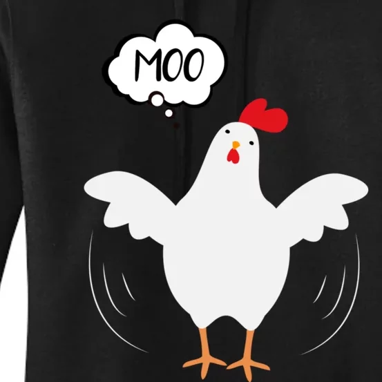 Moo Funny Cow Chicken Women's Pullover Hoodie