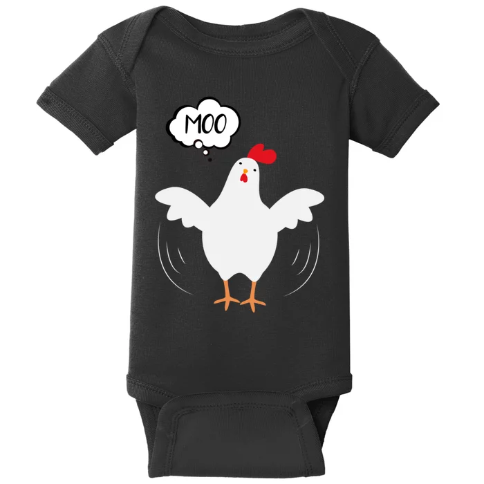 Moo Funny Cow Chicken Baby Bodysuit