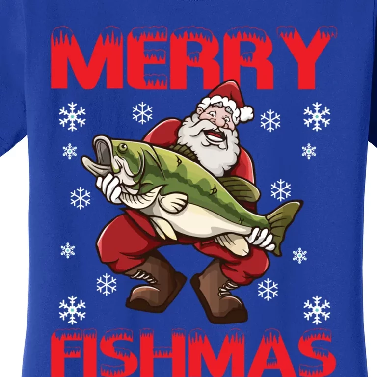 Merry Fishmas Christmas Fishing Fish Cool Gift Women's T-Shirt