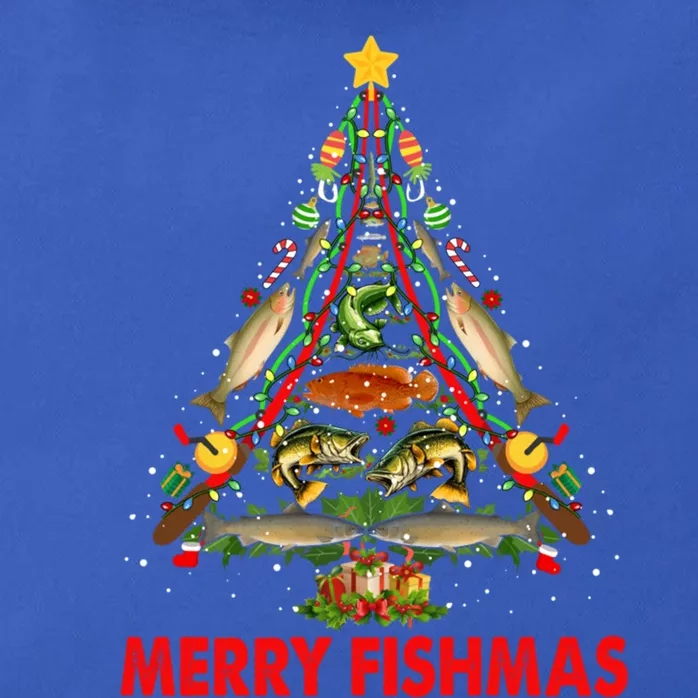 Merry Fishmas Christmas Fishing Rods And Fishes As Xmas Tree Gift Zip Tote Bag