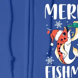 Merry Fishmas Christmas Funny Fishing Fish Santa Snow Cute Gift Full Zip Hoodie