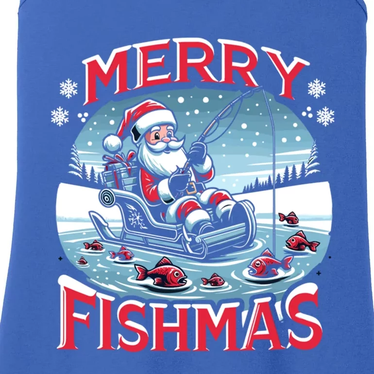 Merry Fishmas Christmas Funny Fishing Gift Ladies Essential Tank