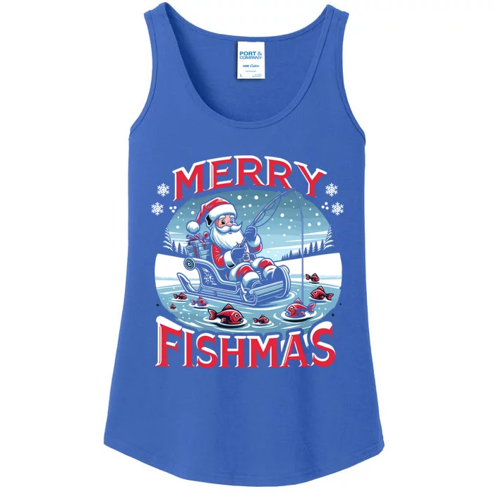 Merry Fishmas Christmas Funny Fishing Gift Ladies Essential Tank