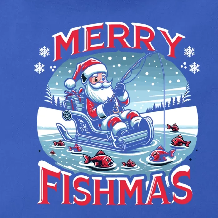 Merry Fishmas Christmas Funny Fishing Gift Zip Tote Bag