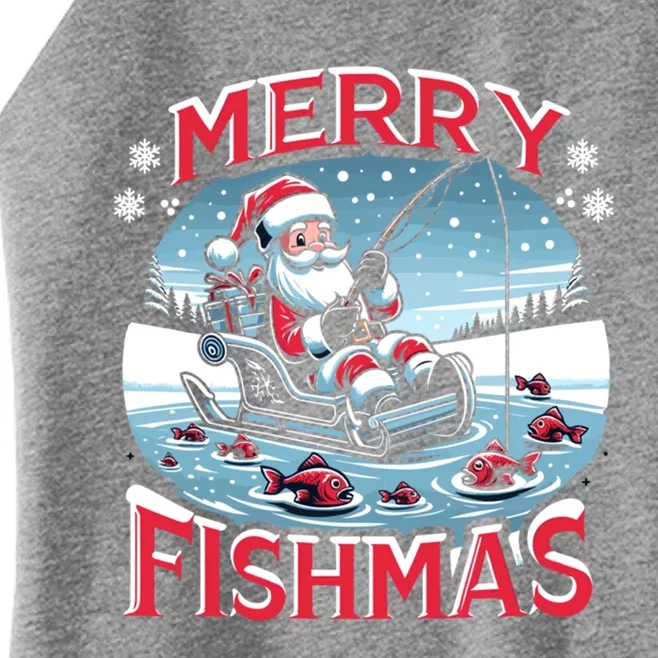 Merry Fishmas Christmas Funny Fishing Gift Women’s Perfect Tri Rocker Tank