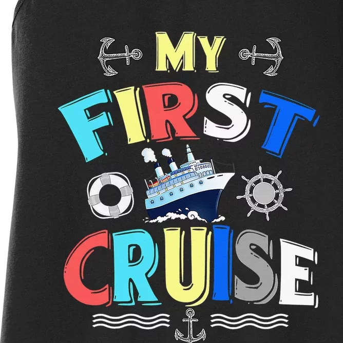 My First Cruise  Girls Boys Cruising and Sailing Women's Racerback Tank