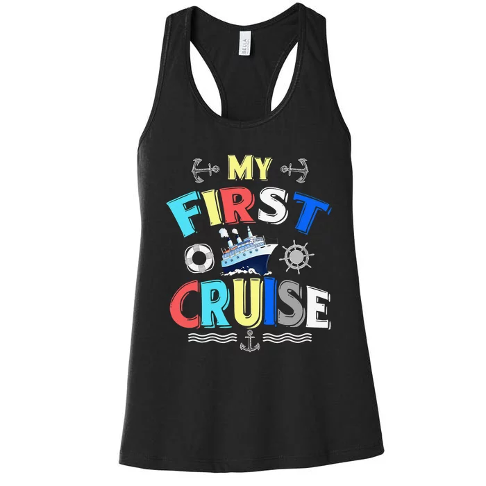 My First Cruise  Girls Boys Cruising and Sailing Women's Racerback Tank