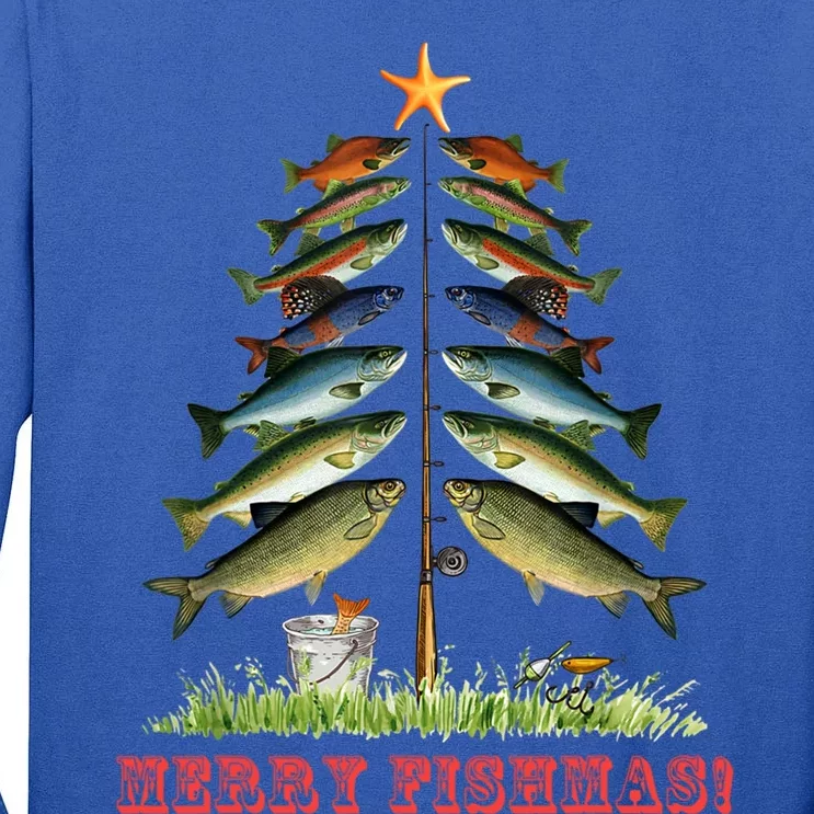 Merry Fishmas Christmas Tree Fishing Xmas Pyjamas Gift Tall Long Sleeve T-Shirt