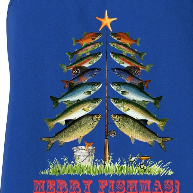 Merry Fishmas Christmas Tree Fishing Xmas Pyjamas Gift Women's Racerback Tank