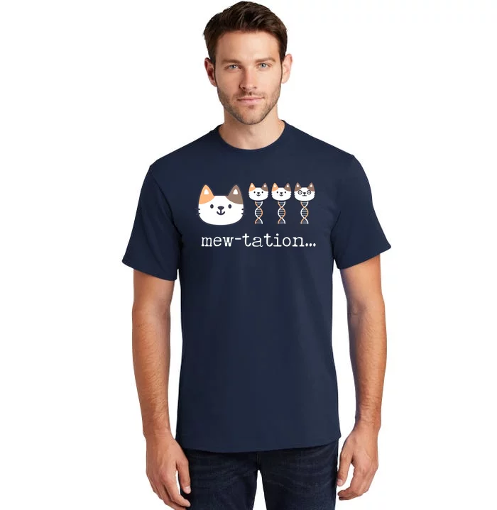 Mewtation Funny Cat Science Dna Cells Biology Teacher Tall T-Shirt