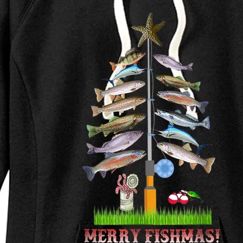 Merry Fishmas Christmas Tree Funny Gift Women's Fleece Hoodie