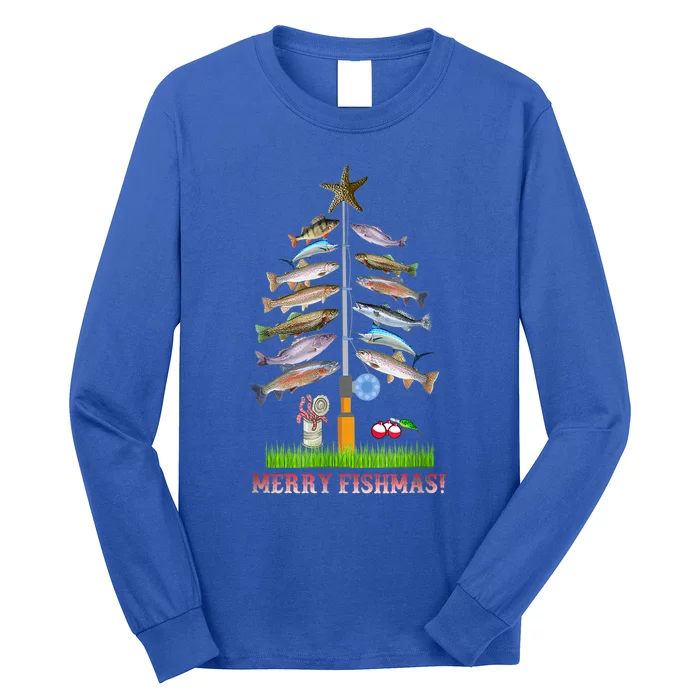 Merry Fishmas Christmas Tree Funny Gift Long Sleeve Shirt