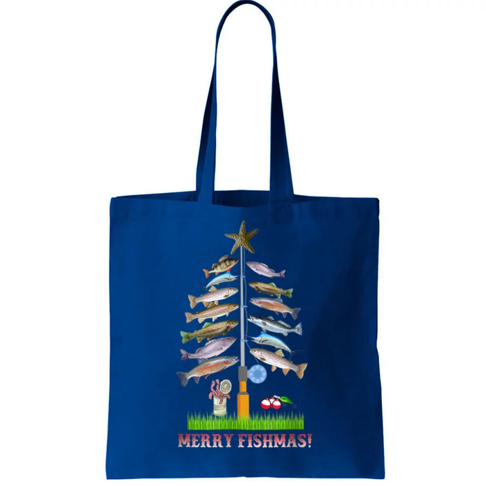 Merry Fishmas Christmas Tree Funny Gift Tote Bag