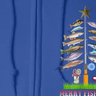 Merry Fishmas Christmas Tree Funny Gift Full Zip Hoodie