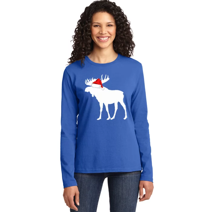 Matching Family Christmas Design: Christmas Moose Meaningful Gift Ladies Long Sleeve Shirt