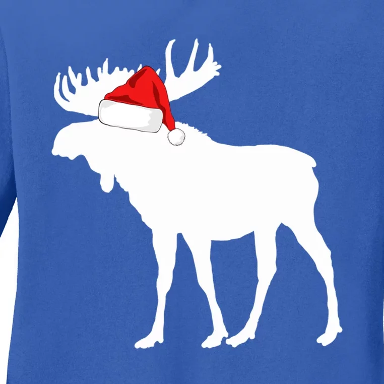 Matching Family Christmas Design: Christmas Moose Meaningful Gift Ladies Long Sleeve Shirt