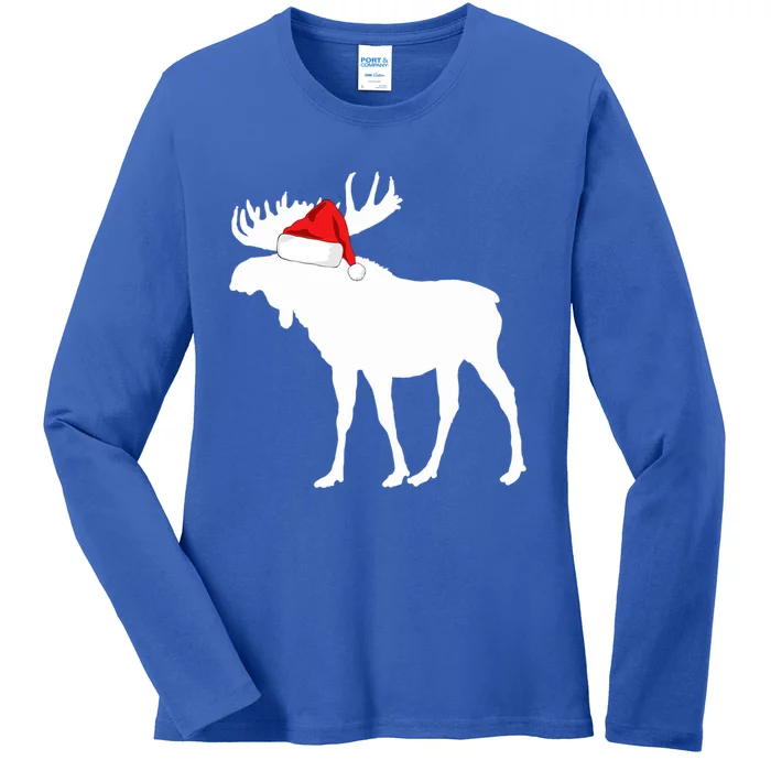 Matching Family Christmas Design: Christmas Moose Meaningful Gift Ladies Long Sleeve Shirt