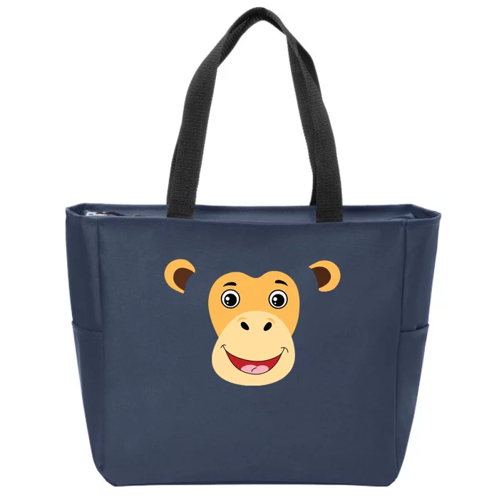 Monkey Face Costume Cute Easy Animal Halloween Gift Zip Tote Bag