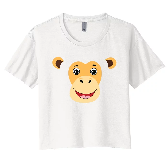 Monkey Face Costume Cute Easy Animal Halloween Gift Women's Crop Top Tee