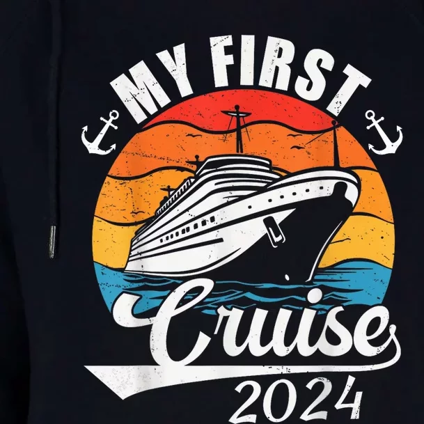 My First Cruise 2024. Funny Family Vacation 2024 Cruise ship Womens Funnel Neck Pullover Hood