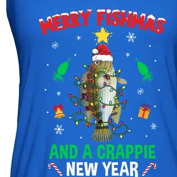 Merry Fishmas Crappie Christmas Tree Fishing Funny Xmas Gift Ladies Essential Flowy Tank