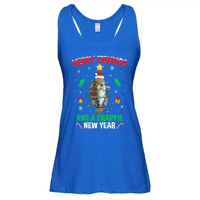 Merry Fishmas Crappie Christmas Tree Fishing Funny Xmas Gift Ladies Essential Flowy Tank