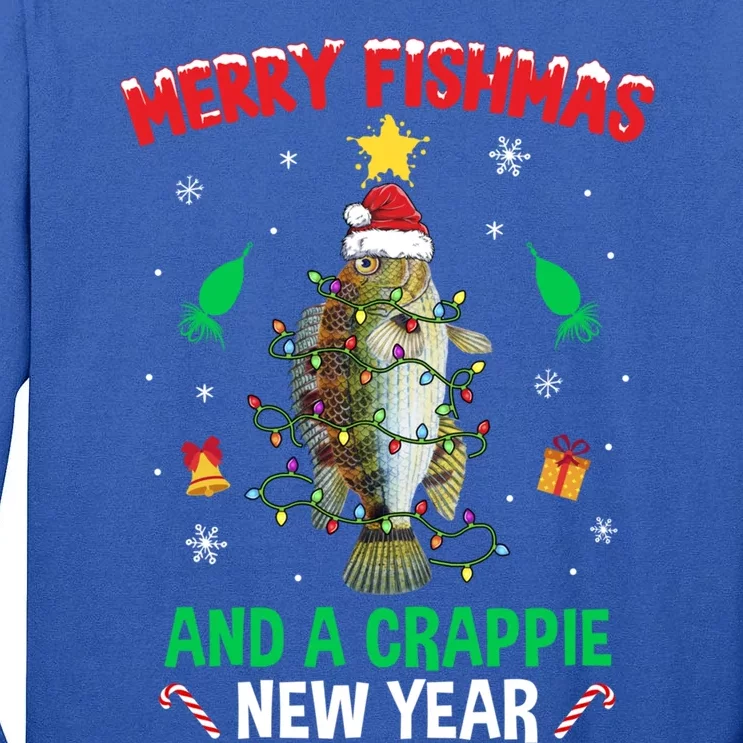 Merry Fishmas Crappie Christmas Tree Fishing Funny Xmas Gift Tall Long Sleeve T-Shirt