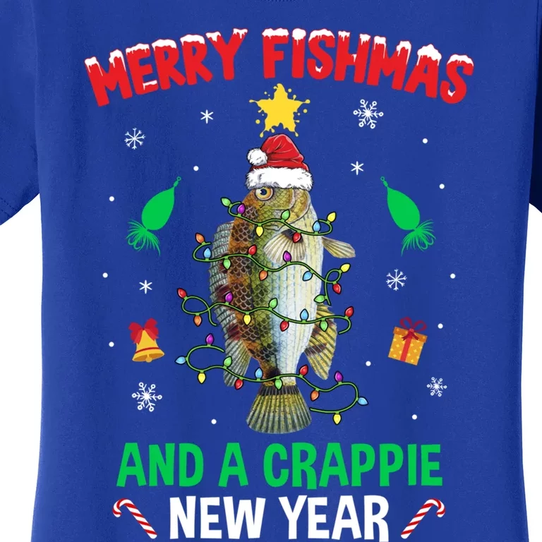 Merry Fishmas Crappie Christmas Tree Fishing Funny Xmas Gift Women's T-Shirt