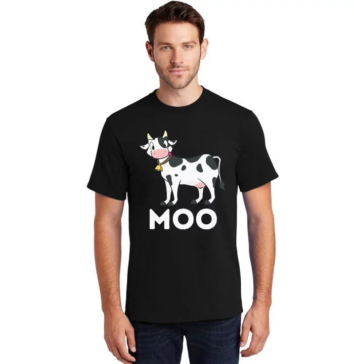 Moo Funny Cow Lover Famer Cattle Ranch Dairy Farming Tall T-Shirt