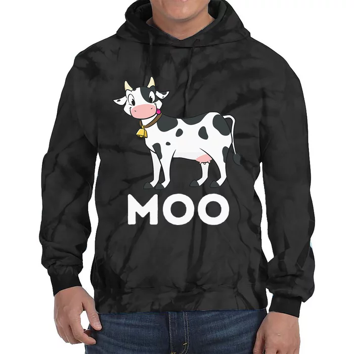 Moo Funny Cow Lover Famer Cattle Ranch Dairy Farming Tie Dye Hoodie