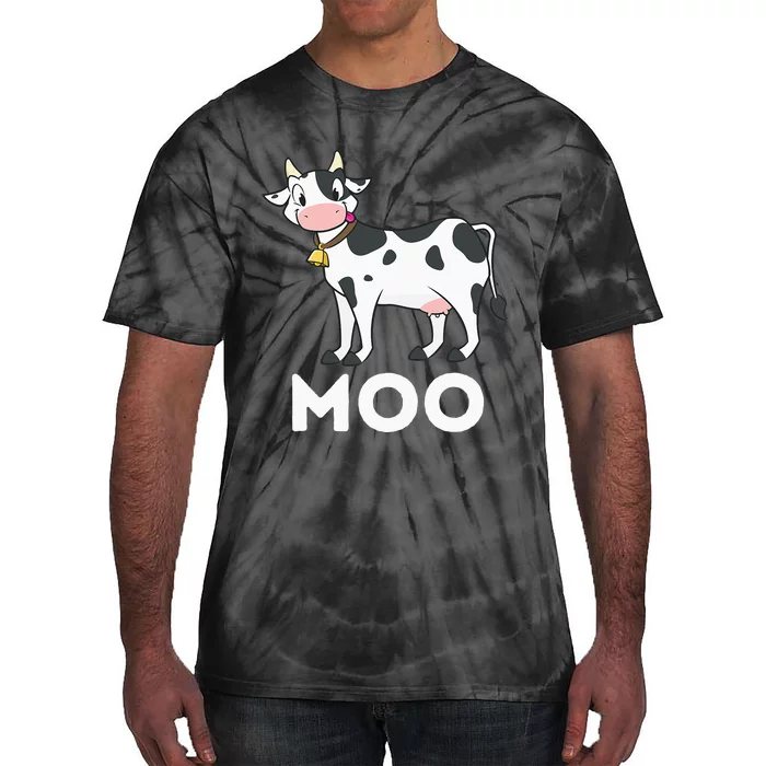 Moo Funny Cow Lover Famer Cattle Ranch Dairy Farming Tie-Dye T-Shirt