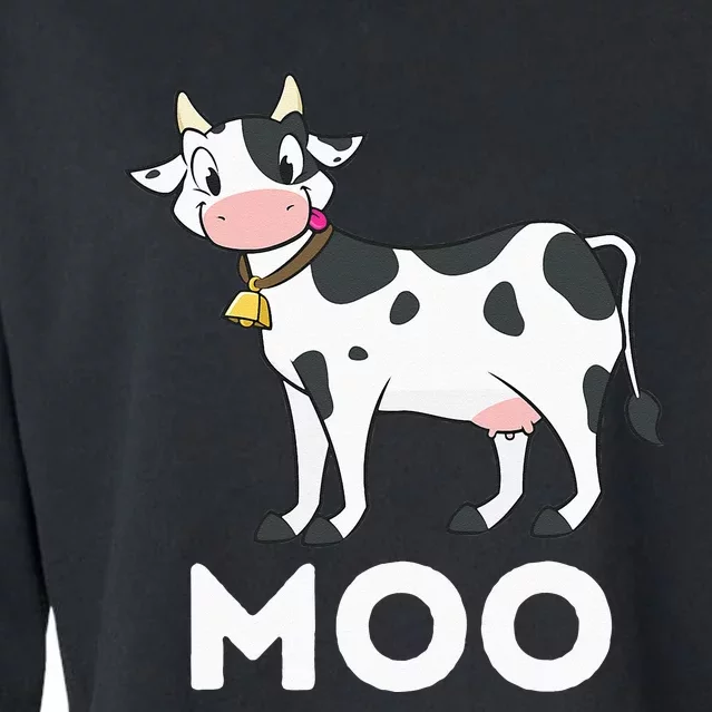 Moo Funny Cow Lover Famer Cattle Ranch Dairy Farming Cropped Pullover Crew