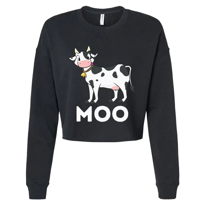 Moo Funny Cow Lover Famer Cattle Ranch Dairy Farming Cropped Pullover Crew