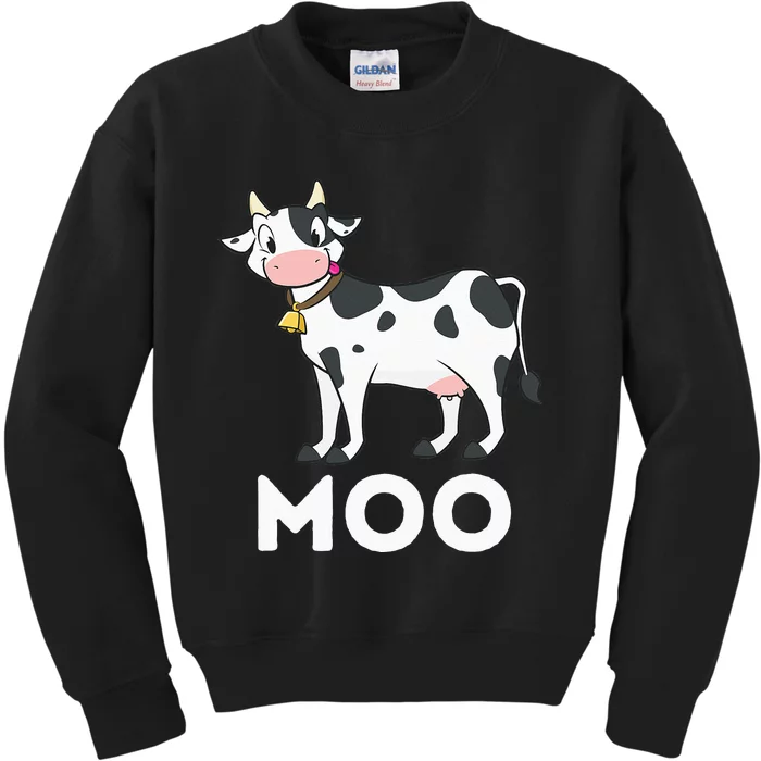 Moo Funny Cow Lover Famer Cattle Ranch Dairy Farming Kids Sweatshirt