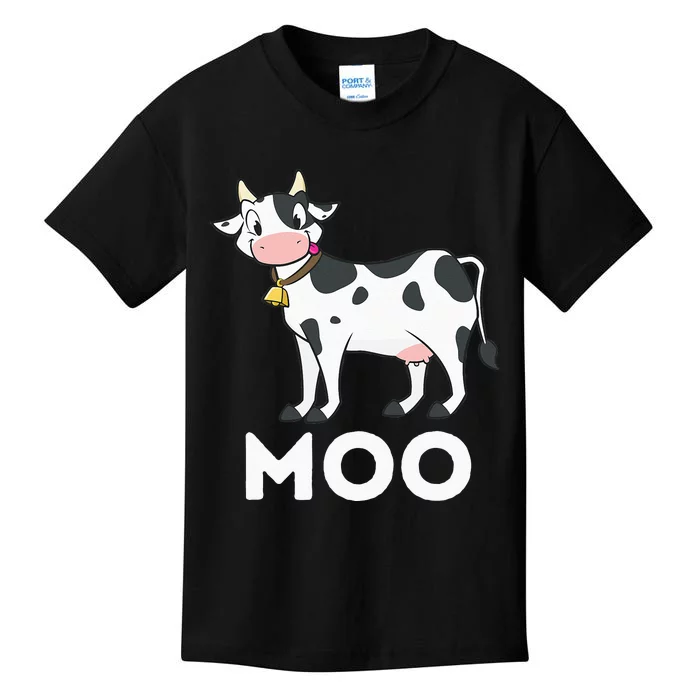 Moo Funny Cow Lover Famer Cattle Ranch Dairy Farming Kids T-Shirt