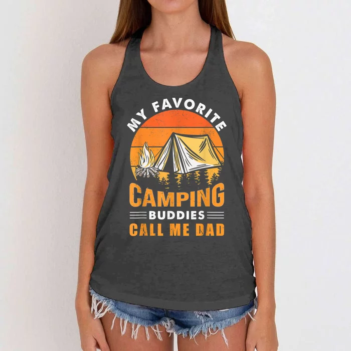 My Favorite Camping Buddies Call Me Dad Vintage Fathers Day Women's Knotted Racerback Tank