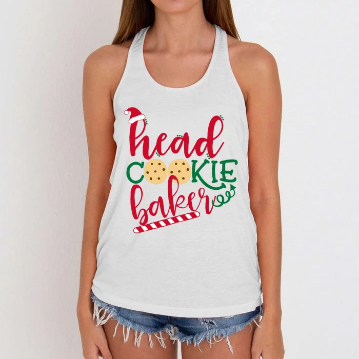 Matching Family Christmas Baking Head Cookie Baker Women's Knotted Racerback Tank