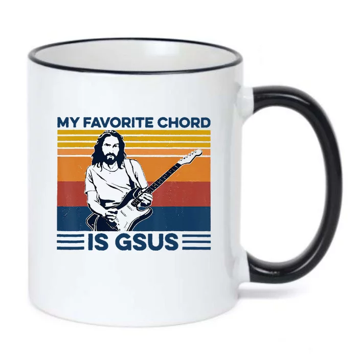 My Favorite Chord Is Gsus Jesus Playing Guitar Black Color Changing Mug