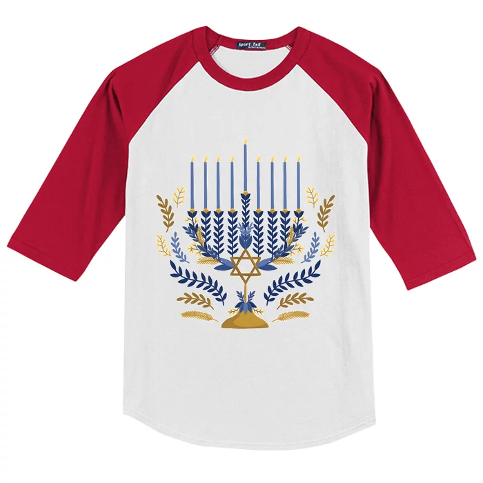 Matching Family Chanukah Jewish Holiday Kids Colorblock Raglan Jersey