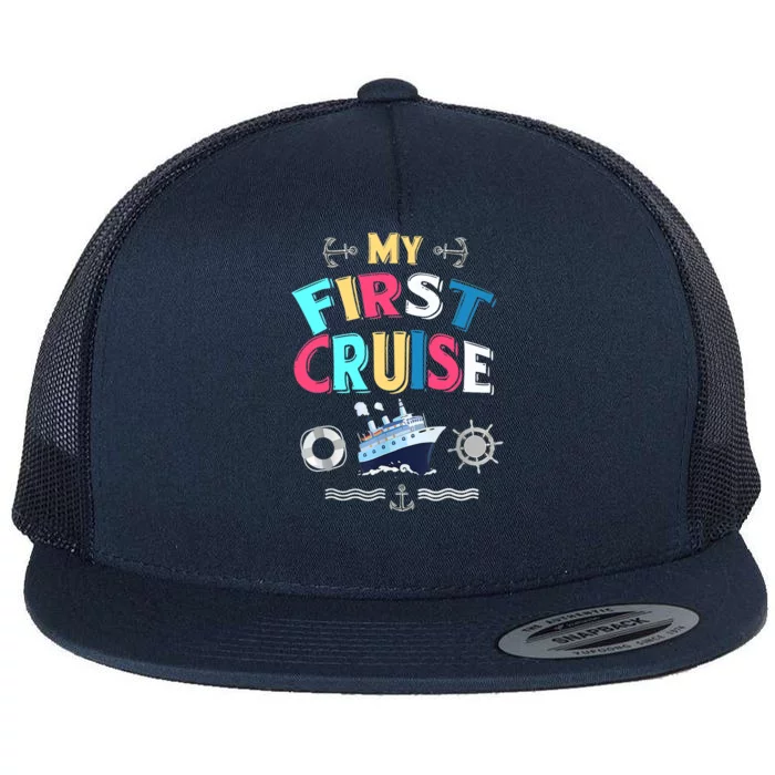 My First Cruise, Wo, Girl And Boy Rookie Travelers Flat Bill Trucker Hat