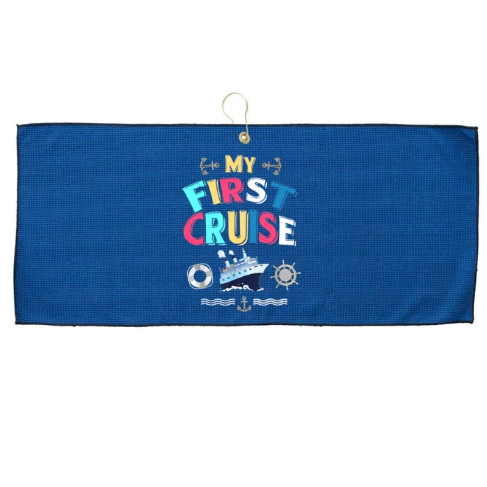 My First Cruise, Wo, Girl And Boy Rookie Travelers Large Microfiber Waffle Golf Towel