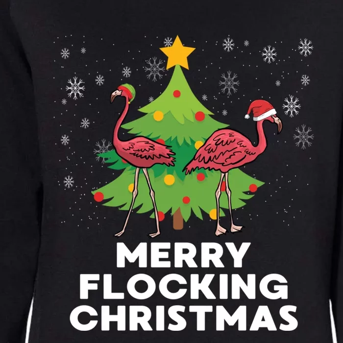 Merry Flocking Christmas Funny Xmas Flamingo Wading Bird Gift Womens California Wash Sweatshirt