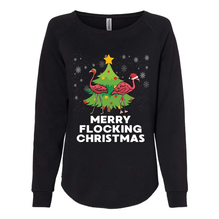 Merry Flocking Christmas Funny Xmas Flamingo Wading Bird Gift Womens California Wash Sweatshirt