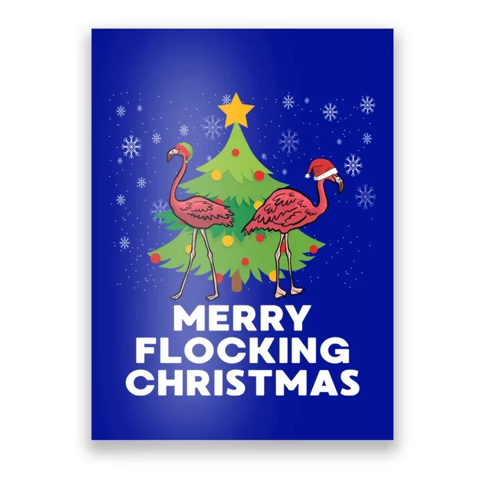 Merry Flocking Christmas Funny Xmas Flamingo Wading Bird Gift Poster