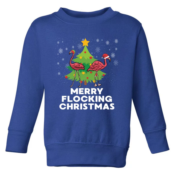 Merry Flocking Christmas Funny Xmas Flamingo Wading Bird Gift Toddler Sweatshirt